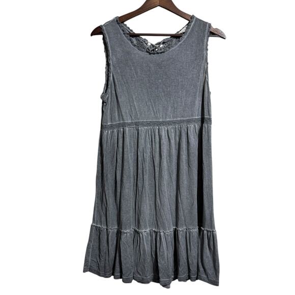 Altar’d State stone gray sleevlesss dress with crochet details Medium - Picture 1 of 6